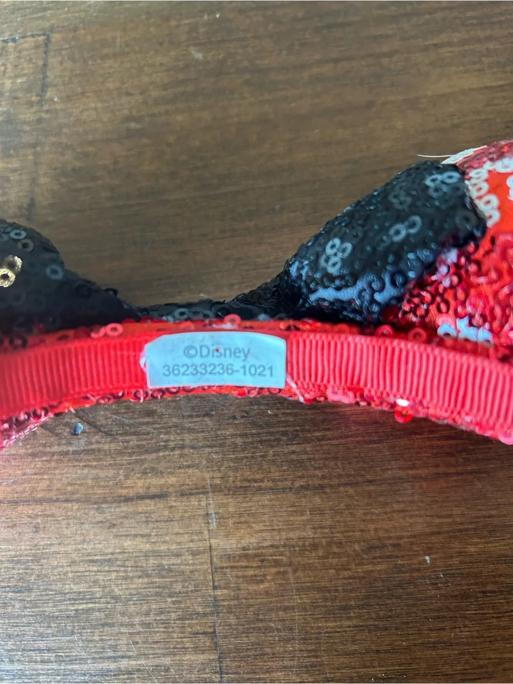 Authentic Disney Parks Minnie Mouse Red Sequin Polka Dot Ears with Black Sequin